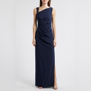 Vince Camuto Draped Asymmetric Gown Navy Size 6 NWI